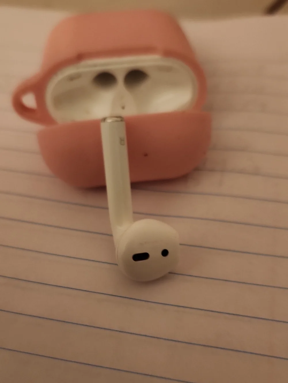 Apple White Earbud with Pink Protective Charging Case